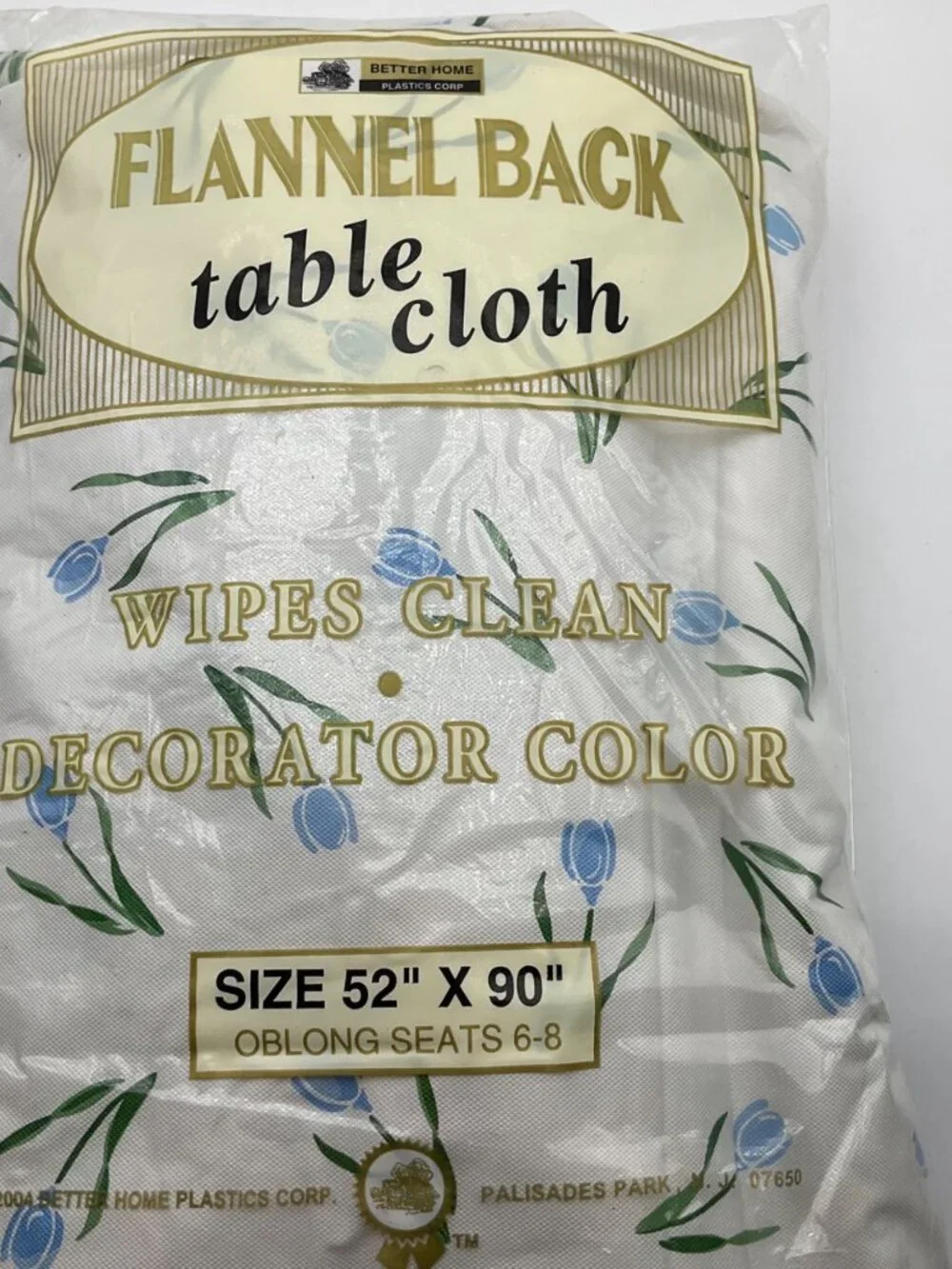 Vintage 80's Better Home Flannel Back Tablecloth 52